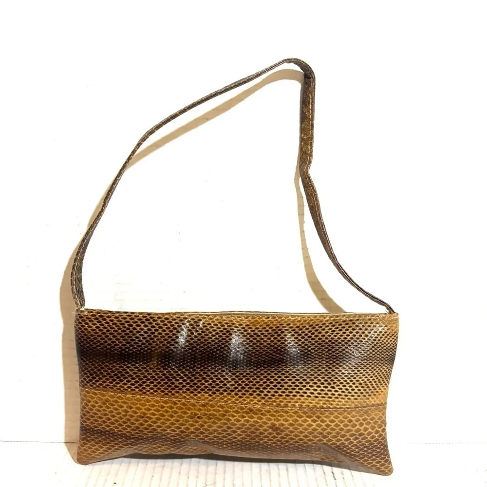 Vintage Brown Snakeskin leather Shoulder Bag